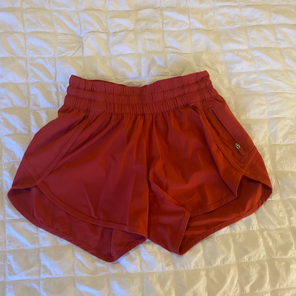 Lululemon red tracker shorts. Size 4. 4 inch inseam.